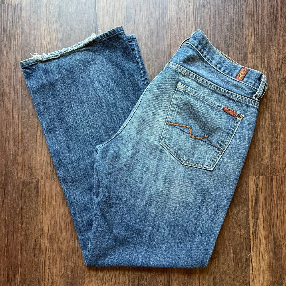 7 For All Mankind Men’s 34 Relaxed Straight Leg Jeans Blue 100% Cotton